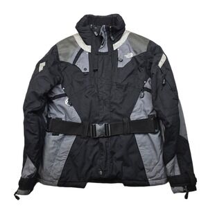 The North Face Steep Tech Jacket Womens‎ XL Black Gray Stow Hood Ski Snowboard